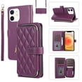 thumbnail image 1 of Feishell for iPhone 11 Crossbody Zipper Wallet Case,for Women Men,Premium PU Leather Shockproof Magnetic Clasp Credit Card Slots Kickstand Phone Case with Shoulder & Wrist Strap,Darkpurple, 1 of 12