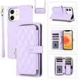 thumbnail image 1 of Feishell for iPhone 11 Crossbody Zipper Wallet Case,for Women Men,Premium PU Leather Shockproof Magnetic Clasp Credit Card Slots Kickstand Phone Case with Shoulder & Wrist Strap,Purple, 1 of 12