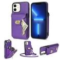 thumbnail image 1 of Feishell for iPhone 11 Crossbody Zipper Wallet Phone Case,Premium PU Leather Kickstand Metal Buckle Credit Card Slots Shockproof Purse Phone Case with Detachable Shoulder Strap,Purple, 1 of 1