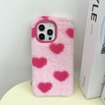 thumbnail image 1 of Feishell for iPhone 11 Cute Fluffy Case with Hearts Pattern, for Women Girls, Luxury Fluffy Furry Plush Soft Flexible Silicone TPU Anti-Drop Shockproof Protective Phone Case,Pink, 1 of 5