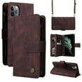 thumbnail image 1 of Feishell for iPhone 11 Pro 5.8 inch Zipper Wallet Case with Wrist Strap & Shoulder Strap,Premium PU Leather Magnetic Clasp Flip Holder Card Slots Crossbody Phone Case for Women Men,Brown, 1 of 18
