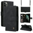 thumbnail image 1 of Feishell for iPhone 11 Pro 5.8 inch Zipper Wallet Case with Wrist Strap & Shoulder Strap,Premium PU Leather Magnetic Clasp Flip Holder Card Slots Crossbody Phone Case for Women Men,Black, 1 of 18