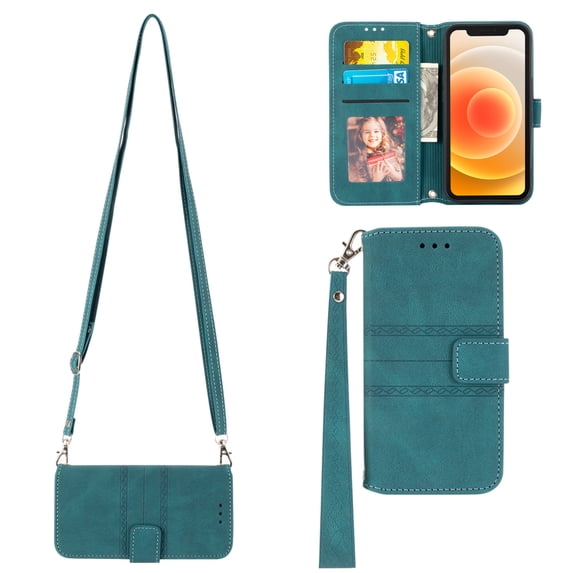 Feishell iPhone 11 Pro Max Case with Credit Cards Holder, Wallet Magnetic Crossbody Shoulder Strap Flip Stand Purse Premium PU Leather Cover For iPhone 11 Pro Max, Darkgreen