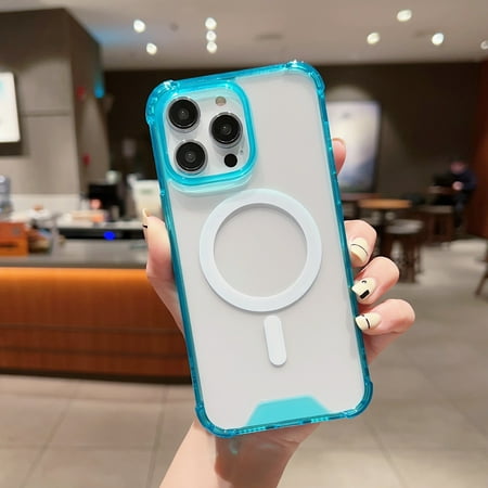Feishell for iPhone 11 Pro Max Magnetic Slim Case,Luxury Crystal Clear Shockproof Camera Lens Protective Soft TPU Silicone and Hard PC Wireless Charging Back Cover.For iPhone 11 Pro Max,Blue