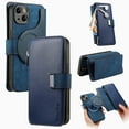 thumbnail image 1 of Feishell For iPhone 11 Wallet [Support Magsafe Charger] Magnetic Detachable Flip Leather Phone Case with Card Slots[RFID Blocking], Zipper Bag, Kick-Stand For iPhone 11, Blue, 1 of 13