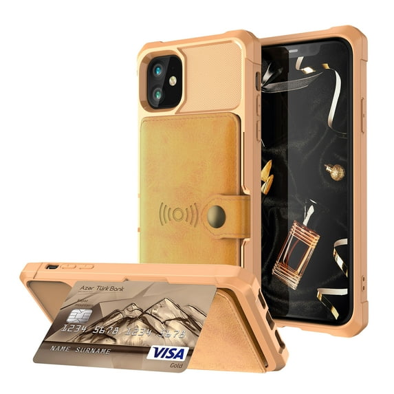 Feishell for iPhone 12 Case, iPhone 12 Pro Case Wallet, ID&Credit Card Holder Slots Pockets Wallet Back Cover Stand Flip Folio Leather Magnetic Absorption Cover For iPhone 12/12 Pro 6.1", Brown