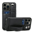 thumbnail image 1 of Feishell for iPhone 12 Pro Max Wallet Case with Card Credit Slot, Hand Wrist Strap Loop Holder Kickstand, Ring Holder PU Leather Camera Protection Shockproof Solid Color Cover, Black, 1 of 8