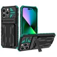 thumbnail image 1 of Feishell for iPhone 12 Pro Max Wallet Case with Credit Card Holder Stand Kickstand Rugged Hard PC + Soft TPU Shockproof Heavy Duty Defender Armor [Military Grade Protection] Grip Phone Case, Darkgreen, 1 of 9