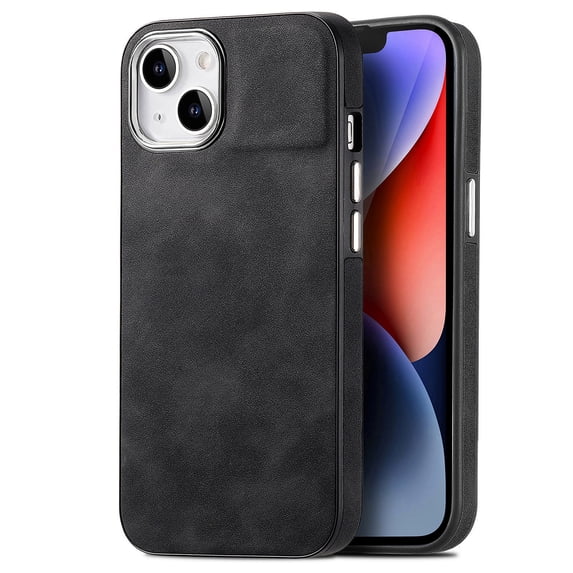 Feishell for iPhone 13 Case with Hidden SIM Card Slots & Paper Clips Holder, Premium PU Leather TPU Shockproof Anti-Scratches Slim Cover with Plating Buttons for iPhone 13,Black