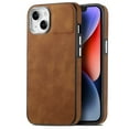 thumbnail image 1 of Feishell for iPhone 13 Case with Hidden SIM Card Slots & Paper Clips Holder, Premium PU Leather TPU Shockproof Anti-Scratches Slim Cover with Plating Buttons for iPhone 13,Brown, 1 of 11
