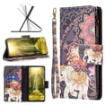 thumbnail image 1 of Feishell iPhone 13 Mini Case Zipper Purse Embossed Pattern Premium Leather Wallet Cover Flip Stand Card Slots Holder Magnetic with Wrist Strap Case for Apple iPhone 13 Mini, Elephant, 1 of 9