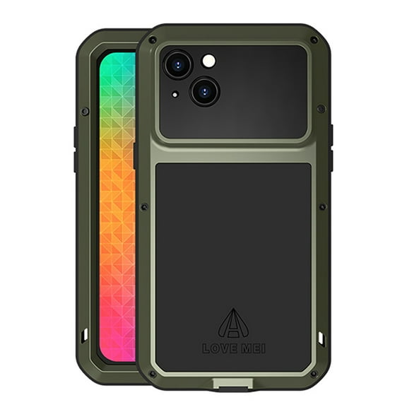 Feishell iPhone 13 Mini Metal Bumper Silicone Case with Stand Hybrid Military [Tough Armour] Shockproof Heavy Duty Rugged case Built-in Screen Protector Cover for iPhone 13 Mini,Green