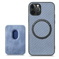 thumbnail image 1 of Feishell for iPhone 13 Pro Carbon Fibre Texture PU Leather Phone Case with Removable Card Pocket,Compatible with MagSafe Charging,Shockproof Luxury Magnetic Anti-Scratch Slim Phone Case,Blue, 1 of 7