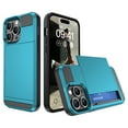 thumbnail image 1 of Feishell for iPhone 13 Pro Case with ID Credit Card Holder, Dual Layer Shockproof Hidden Sliding Card Slot Wallet Anti-Scratch Hard Shell Back Cover Slim Phone Case for iPhone 13 Pro,Lightblue, 1 of 12