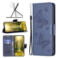 thumbnail image 1 of Feishell iPhone 13 Pro Max Case Butterfly Embossed Pattern Premium Leather Wallet Cover Flip Stand Card Slots Holder Magnetic with Wrist Strap Case for Apple iPhone 13 Pro Max, Blue, 1 of 8