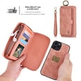 thumbnail image 1 of Feishell iPhone 13 Pro Max Case, Premium Leather Folio Removable Wallet Case Zipper Coin Pouch/Purse ID Credit Card Holder Strap & Detachable Magnetic Case For Apple iPhone 13 Pro Max, Pink, 1 of 10