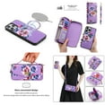 thumbnail image 1 of Feishell for iPhone 13 Pro Max Crossbody Wallet Detachable Case,Support Magsafe Charging,Flower Pattern PU Leather RFID Blocking Multi Card Slots Zipper Phone Case with Shoulder & Hand Strap,Purple, 1 of 14
