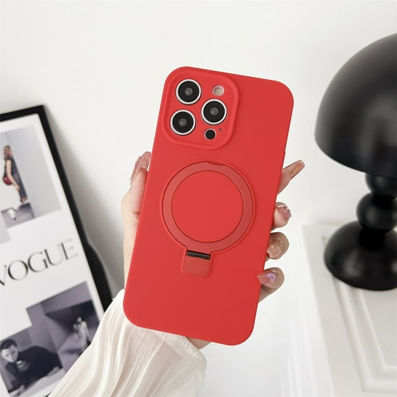 Feishell for iPhone 13 Pro Max Kickstand Magnetic Case, Compatible with MagSafe Wireless Charging, Liquid Silicone Soft Lining Shockproof Lens Protection Slim Cover for iPhone 13 Pro Max, Red