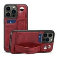 thumbnail image 1 of Feishell for iPhone 13 Pro Max Wallet Case with Card Credit Slot, Hand Wrist Strap Loop Holder Kickstand, Ring Holder PU Leather Camera Protection Shockproof Solid Color Cover, Red, 1 of 9