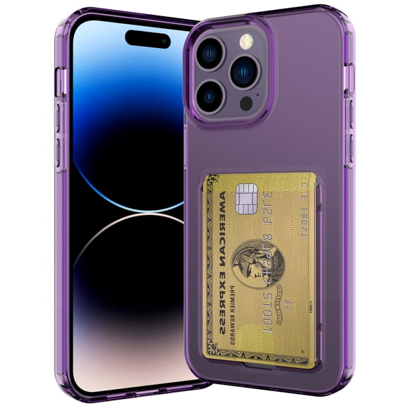 Feishell for iPhone 13 Pro Wallet Case, with ID & Credit Card Holder Slots Pockets Back Cover [Slim & Protection] Anti-Yellowing Flexible TPU Transparent Cover For iPhone 13 Pro 6.1", Purple