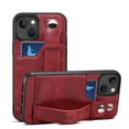 thumbnail image 1 of Feishell for iPhone 13 Wallet Case with Card Credit Slot, Hand Wrist Strap Loop Holder Kickstand, Ring Holder PU Leather Camera Protection Shockproof Solid Color Cover, Red, 1 of 9