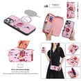 thumbnail image 1 of Feishell for iPhone 13 mini Crossbody Wallet Detachable Case,Support Magsafe Charging,Flower Pattern PU Leather RFID Blocking Multi Card Slots Zipper Phone Case with Shoulder & Hand Strap,Pink, 1 of 14