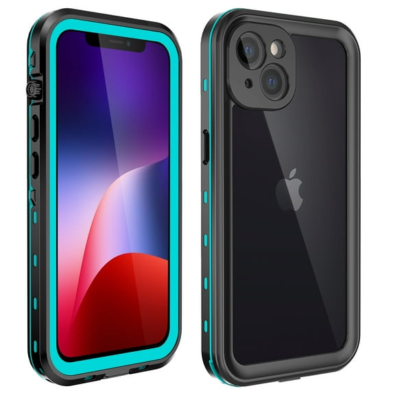 Feishell for iPhone 13 mini Waterproof Case Built-in Screen Protector Clear Water Proof Shockproof Dustproof Snowproof Full Body Rugged Transparent Underwater Phone Case,Blue