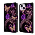 thumbnail image 1 of Feishell for iPhone 14 6.1 inch Slim Wallet Case with Fashion Colorful Pattern Painted,Luxury PU Leather Magnetic Flip Stand Card Slots Pocket Phone Case,Purple Flowers & Butterflies, 1 of 8