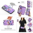 thumbnail image 1 of Feishell for iPhone 14 Crossbody Wallet Detachable Case,Support Magsafe Charging,Flower Pattern PU Leather RFID Blocking Multi Card Slots Zipper Phone Case with Shoulder & Hand Strap,Purple, 1 of 13