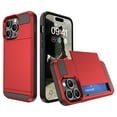 thumbnail image 1 of Feishell for iPhone 14 Plus Case with ID Credit Card Holder, Dual Layer Shockproof Hidden Sliding Card Slot Wallet Anti-Scratch Hard Shell Back Cover Slim Phone Case for iPhone 14 Plus,Red, 1 of 12
