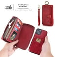 thumbnail image 1 of Feishell iPhone 14 Plus Case, Premium Leather Folio Removable Wallet Case Zipper Coin Pouch Cover with Zip Purse ID Credit Card Holder & Detachable Magnetic Case For Apple iPhone 14 Plus, Red, 1 of 10
