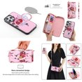 thumbnail image 1 of Feishell for iPhone 14 Plus Crossbody Wallet Detachable Case,Support Magsafe Charging,Flower Pattern PU Leather RFID Blocking Multi Card Slots Zipper Phone Case with Shoulder & Hand Strap,Pink, 1 of 13
