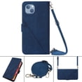 thumbnail image 1 of Feishell for iPhone 14 Plus Crossbody Wallet Phone Case with Removable Adjustable Shoulder Strap,Premium PU Leather Magnetic Clasp Flip Stand Card Slots Protective Cover for Women Men,Blue, 1 of 9