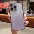 thumbnail image 1 of Feishell for iPhone 14 Plus, Luxury Bling Camera Lens Sparkly Slim Clear Back & Glitter Paper Plating Bumper Silicone Shockproof Protective Case for Girls Women For iPhone 14 Plus, Darkpurple, 1 of 10