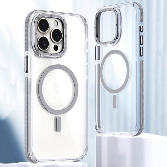 Feishell for iPhone 14 Plus Transparent Case, Compatible with MagSafe Charging, Colored Bumper, Enhanced Screen & Camera Protection, Shockproof Clear Slim Phone Case for iPhone 14 Plus,Grey