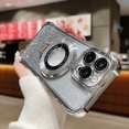 thumbnail image 1 of Feishell for iPhone 14 Pro Case with Magnetic Ring Stand [Compatible with MagSafe] Luxury Glitter Bling Sparkle Four Corner Shockproof Cover for Women Girls For iPhone 14 Pro, Silver, 1 of 13