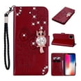 thumbnail image 1 of Feishell iPhone 14 Pro Case Owl Pattern Glitter Sparkly Gems Shockproof PU Leather Wallet Cover Flip Stand Card Slots Magnetic Diamond Bling Folio Case for Apple iPhone 14 Pro, Winered, 1 of 7