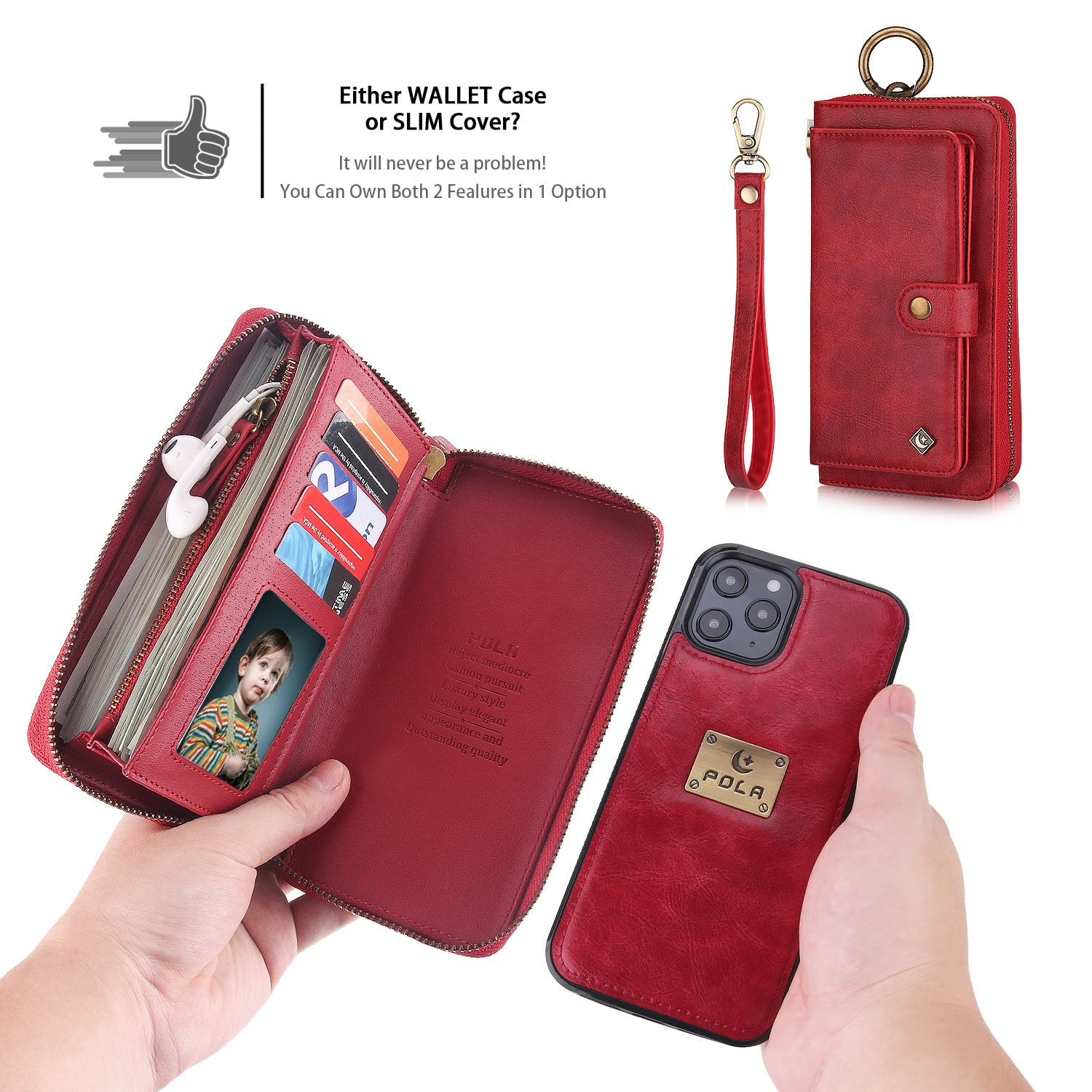 Aimant Fancy Case étui pour iPhone 14 flip cover portefeuille support rouge  - ✓