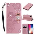 thumbnail image 1 of Feishell iPhone 14 Pro Max Case Owl Pattern Glitter Sparkly Gems Shockproof PU Leather Wallet Cover Flip Stand Card Slots Magnetic Diamond Bling Folio Case for Apple iPhone 14 Pro Max, Pink, 1 of 7