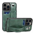 thumbnail image 1 of Feishell for iPhone 14 Pro Max Wallet Case with Card Credit Slot, Hand Wrist Strap Loop Holder Kickstand, Ring Holder PU Leather Camera Protection Shockproof Solid Color Cover, Green, 1 of 9