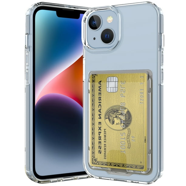 Feishell for iPhone 14 Wallet Case with ID Credit Card Holder Slots Pockets Back Cover Slim Protection Anti Yellowing Flexible TPU Transparent Cover For iPhone 14 6.1