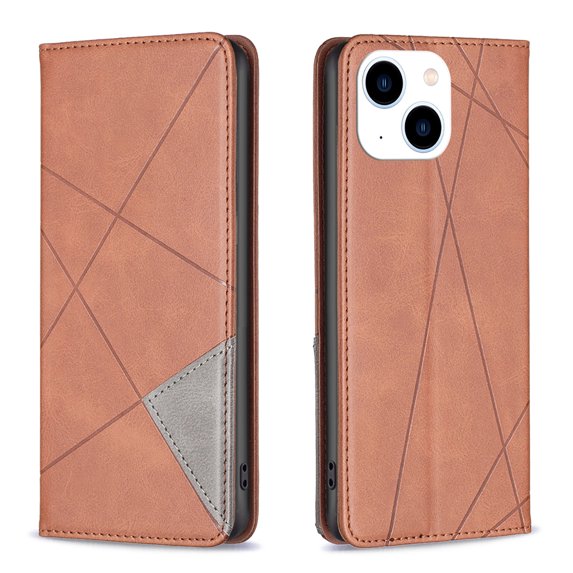 Feishell for iPhone 15 6.1 inch Folio Flip Case,Premium Durable PU Leather Magnetic Closure Credit Card Slots Kickstand Shockproof TPU Inner Wallet Phone Case,Brown