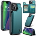 thumbnail image 1 of Feishell for iPhone 15 Case with Card Holder, Wallet Case for Women Men with RFID Blocking, Durable PU Leather Kickstand Magnetic Clasp Shockproof Phone Case,Blue, 1 of 9