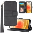 thumbnail image 1 of Feishell for iPhone 15 Case with Detachable Wrist Strap,Premium PU Leather Drop Protection Magnetic Clasp Flip Kickstand RFID Blocking Credit Card Slots Wallet Phone Case,Black, 1 of 7