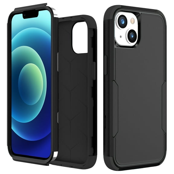Feishell for iPhone 15 Durable Rugged Case, [Three Layers Protection] [Military Grade Drop Protection] Heavy Duty Shockproof Anti-Scratch Support Wireless Charging Phone Case, Black