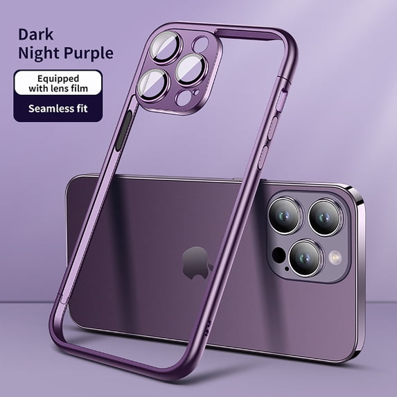 Feishell for iPhone 15 Plus Bumper Case with Camera Lens Protector,Shockproof PC Slim Lightweight Hard Metal Button No Backboard Heat Dissipation Phone Case Support Wireless Charging,Darkpurple