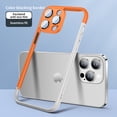 thumbnail image 1 of Feishell for iPhone 15 Plus Bumper Case with Camera Lens Protector,Shockproof PC Slim Lightweight Hard Metal Button No Backboard Heat Dissipation Phone Case Support Wireless Charging,Orange+White, 1 of 15