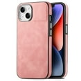 thumbnail image 1 of Feishell for iPhone 15 Plus Case with Hidden SIM Card Slots & Paper Clips Holder, Premium PU Leather TPU Shockproof Slim Cover with Plating Buttons for iPhone 15 Plus, Pink, 1 of 11