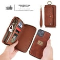 thumbnail image 1 of Feishell iPhone 15 Plus Case, Premium Leather Folio Removable Wallet Case Zipper Coin Pouch Cover with Zip Purse ID Credit Card Holder & Detachable Magnetic Case For Apple iPhone 15 Plus, Brown, 1 of 10
