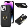 thumbnail image 1 of Feishell for iPhone 15 Plus Wallet Case with Card Holder, 360°Rotation Ring Holder Kickstand, Premium PU Leather RFID Blocking Card Pocket Protective Cover For iPhone 15 Plus, Black, 1 of 10